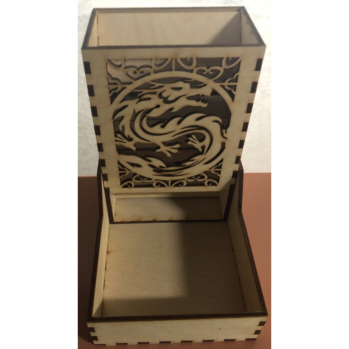 Redline Engraving Wooden Dragon Dice Tower - 2 Piece