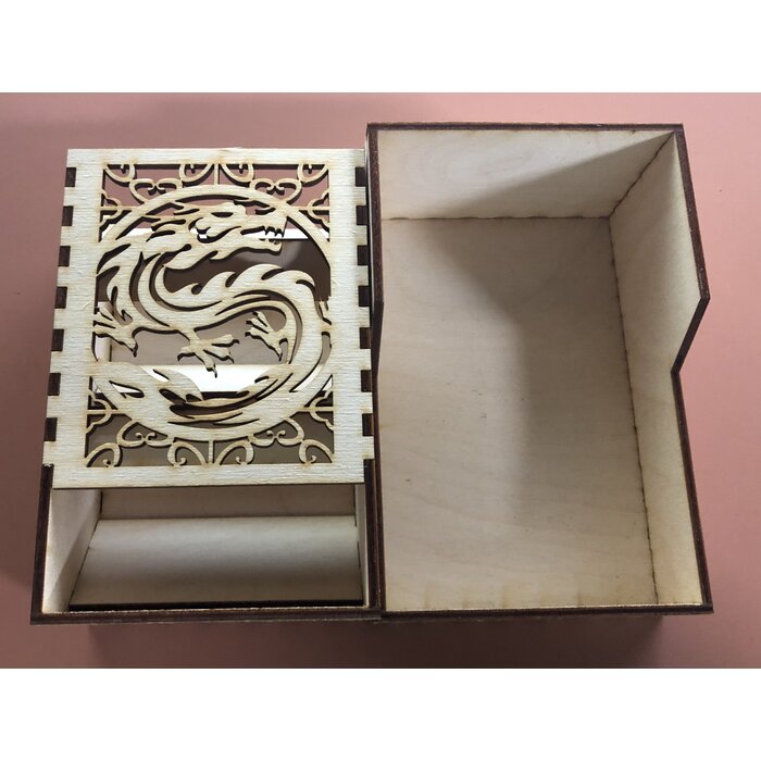Redline Engraving Wooden Dragon Dice Tower - 2 Piece