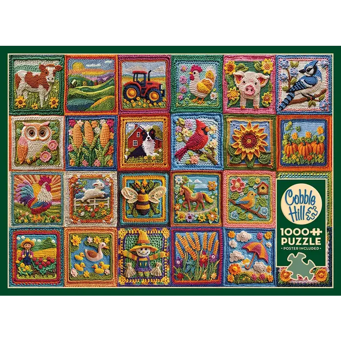 Cobble Hill Puzzles 1000 pcs - Country Life Crochet (AI Assistance)