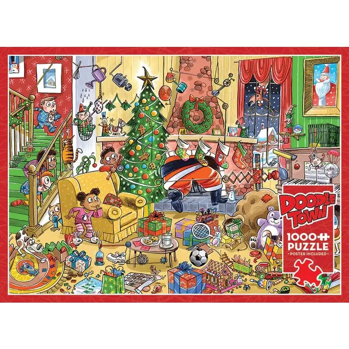Cobble Hill Puzzles 1000 pcs - DoodleTown: Catching Santa