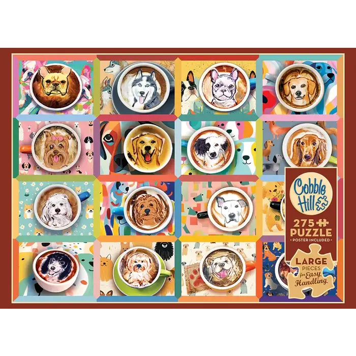 Cobble Hill Puzzles 275 pcs - Puppy Lattes (AI Assistance) (Easy Handling)
