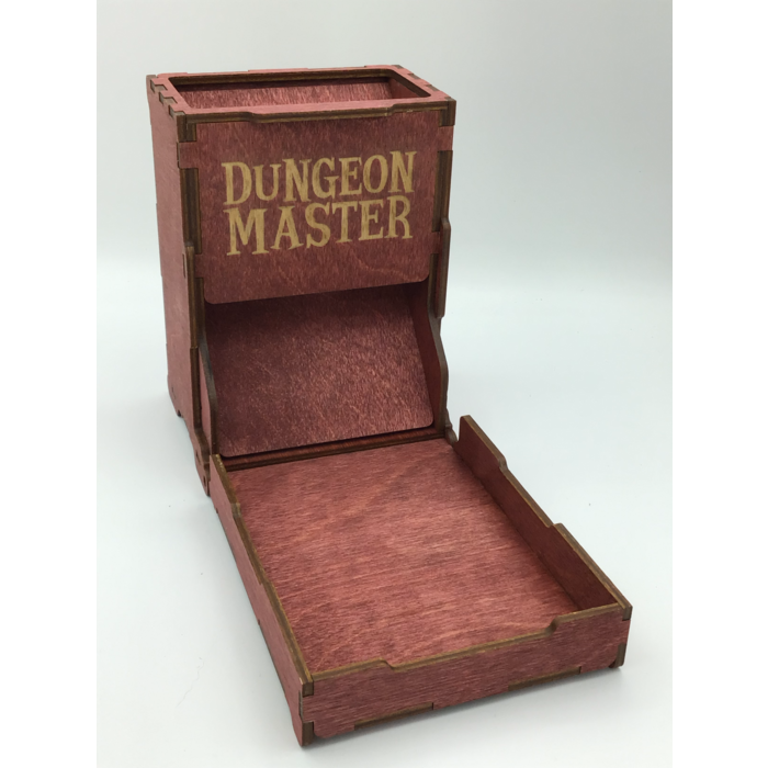 Redline Engraving Wooden Dice Tower - Single Piece Folding