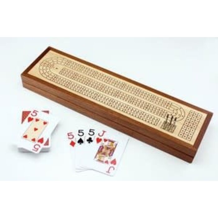 Mind Matters Toys Wooden Cribbage Set w/ Piatnik Playing Cards