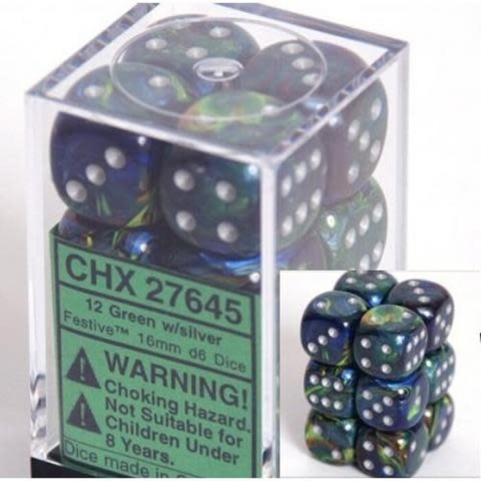 Chessex 12d6 Dice Block (16mm): Festive (Assorted Colours)
