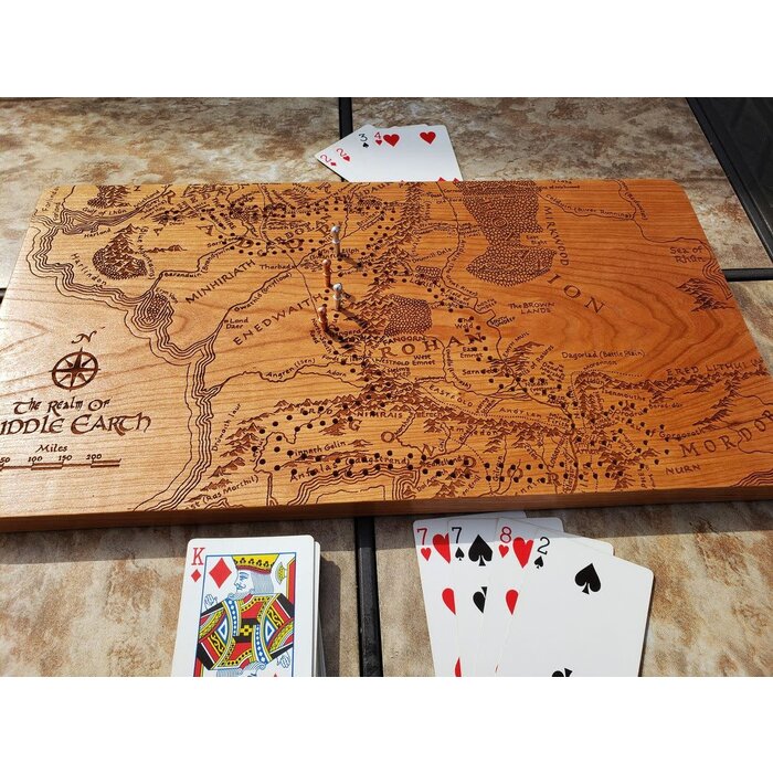 Unique Wood Products Wooden Cribbage Board:  Middle Earth