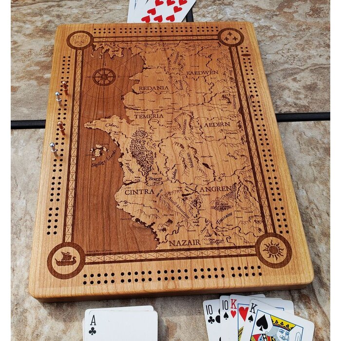 Unique Wood Products Wooden Cribbage Board: Witcher World Map