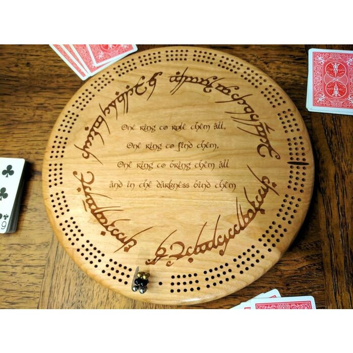 Unique Wood Products Wooden Cribbage Board: The One Ring - Round