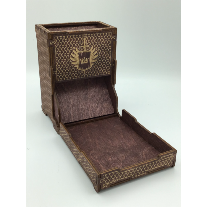 Redline Engraving Wooden Dice Tower - Single Piece Folding