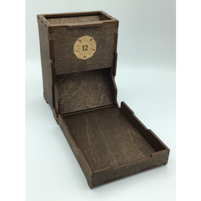Redline Engraving Wooden Dice Tower - Single Piece Folding