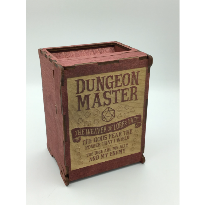 Redline Engraving Wooden Dice Tower - Single Piece Folding