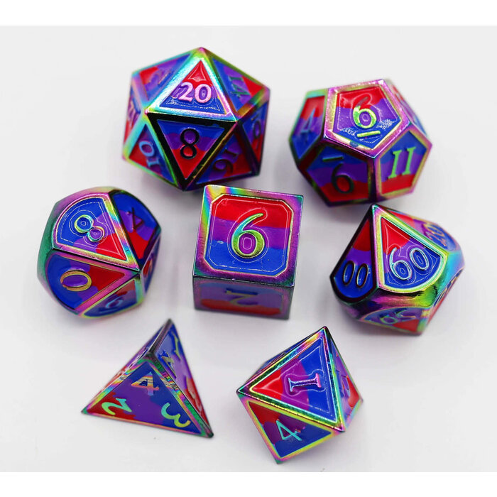 Foam Brain Games 7-Piece Metal RPG Dice Set: Pride Collection