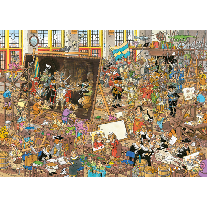 Jumbo Puzzles 2 x 1000 pcs - Jan van Haasteren: Rembrandt's Studio/Gallery of Curiosities (A Trip to the Museum )