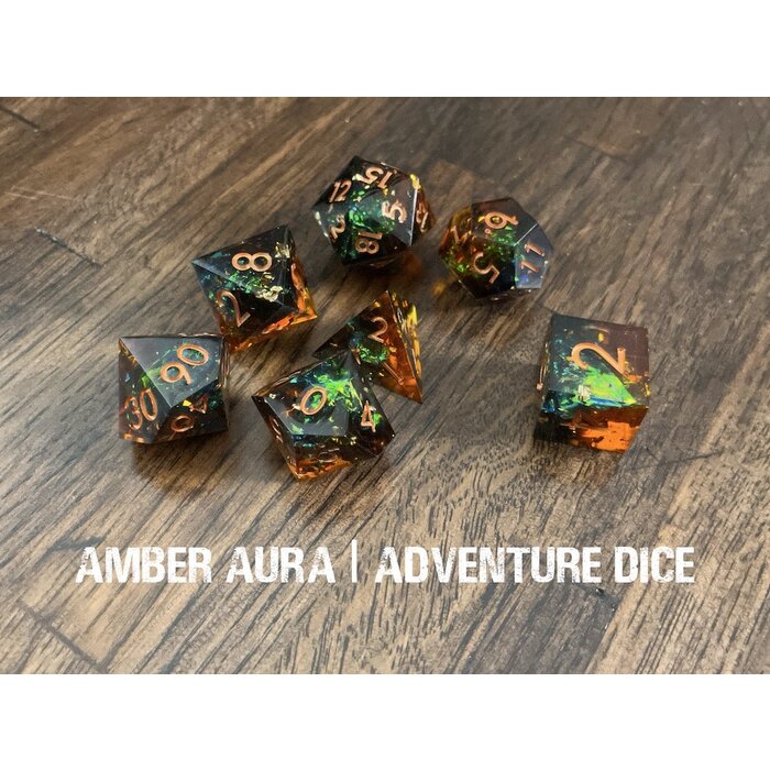 Adventure Dice 7-Piece RPG Premium Sharp Edge Resin Dice Set