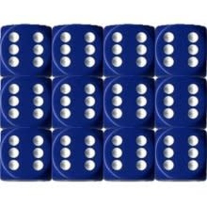Chessex 12d6 Dice Block (16mm): Opaque White Pipped (Assorted Colours)