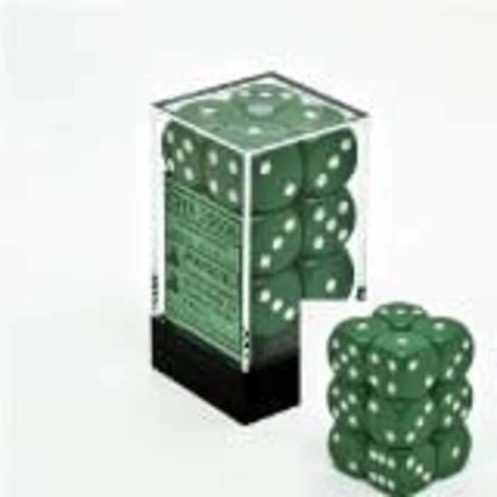 Chessex 12d6 Dice Block (16mm): Opaque White Pipped (Assorted Colours)