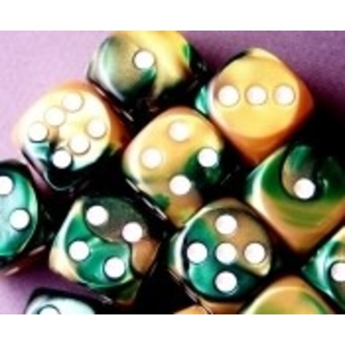 Chessex 12d6 Dice Block (16mm): Gemini White Pipped (Assorted Colours)