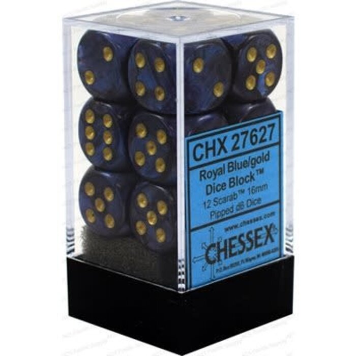 Chessex 12d6 Dice Block (16mm): Scarab (Assorted Colours)