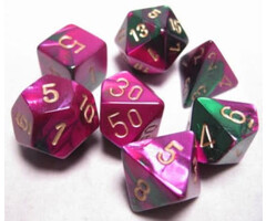 Chessex 7-Piece RPG Dice Set: Gemini Gold Numbered (Assorted Colours)