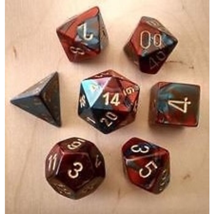 Chessex 7-Piece RPG Dice Set: Gemini Gold Numbered (Assorted Colours)