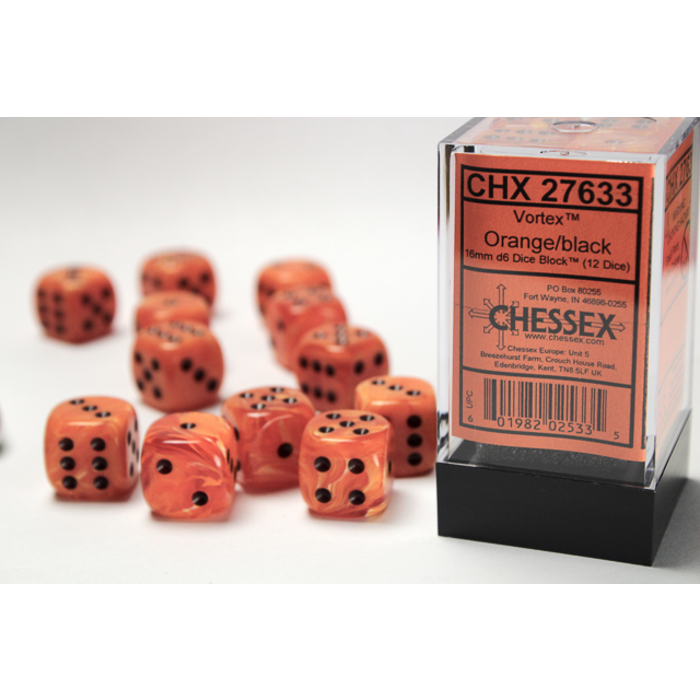Chessex 12d6 Dice Block (16mm): Vortex (Assorted Colours)