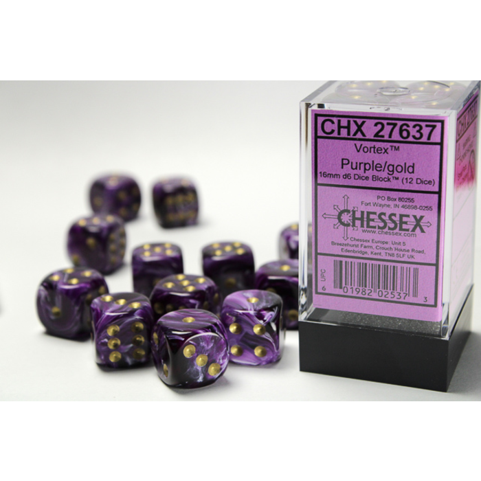 Chessex 12d6 Dice Block (16mm): Vortex (Assorted Colours)