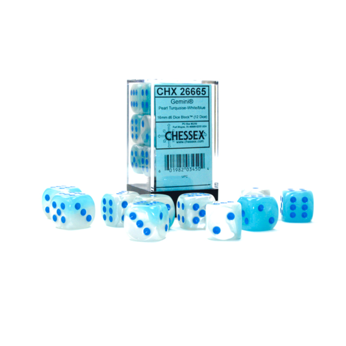 Chessex 12d6 Dice Block (16mm): Gemini Translucent (Assorted Colours)
