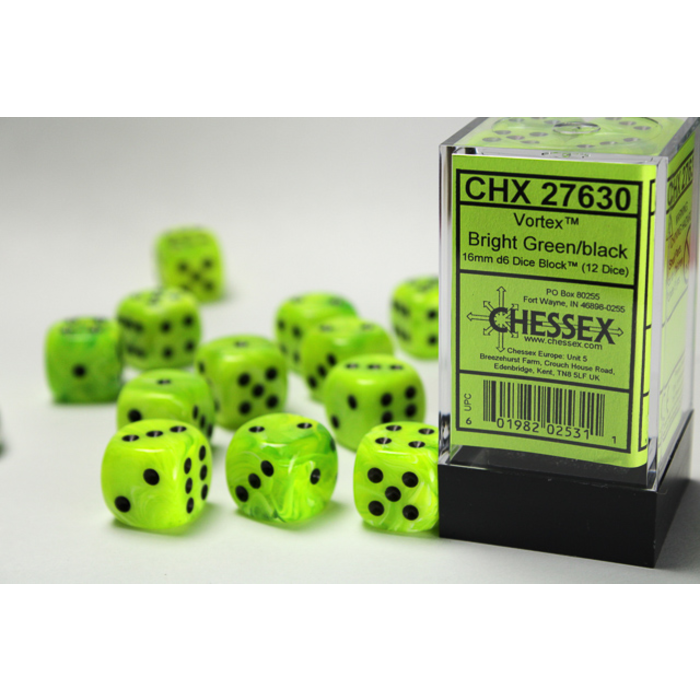 Chessex 12d6 Dice Block (16mm): Vortex (Assorted Colours)
