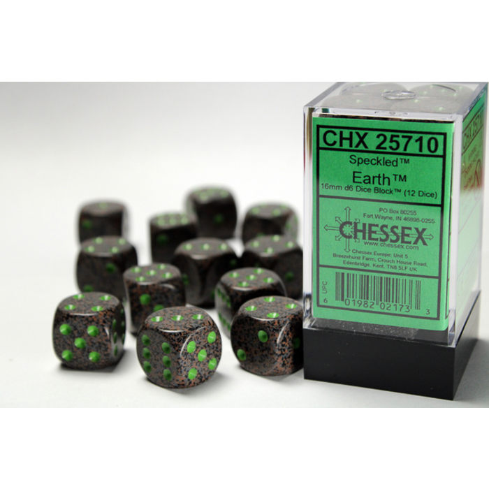 Chessex 12d6 Dice Block (16mm): Speckled Elemental (Assorted Colours)