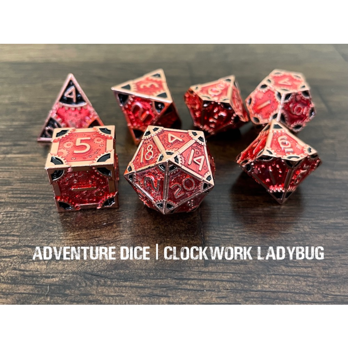 Adventure Dice 7-Piece RPG Premium Metal Dice Set: Clockwork -  Ladybug