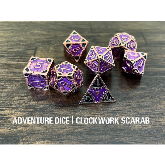 Adventure Dice 7-Piece RPG Premium Metal Dice Set: Clockwork -  Scarab