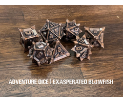 Adventure Dice 7-Piece RPG Premium Metal Dice Set: Exasperated Blowfish