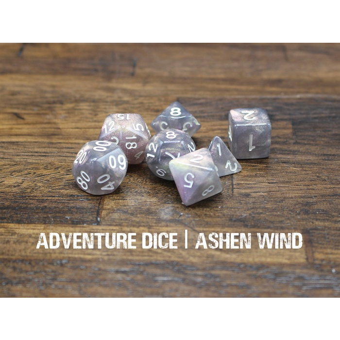 Adventure Dice 7-Piece RPG Dice Set: Ashen Wind