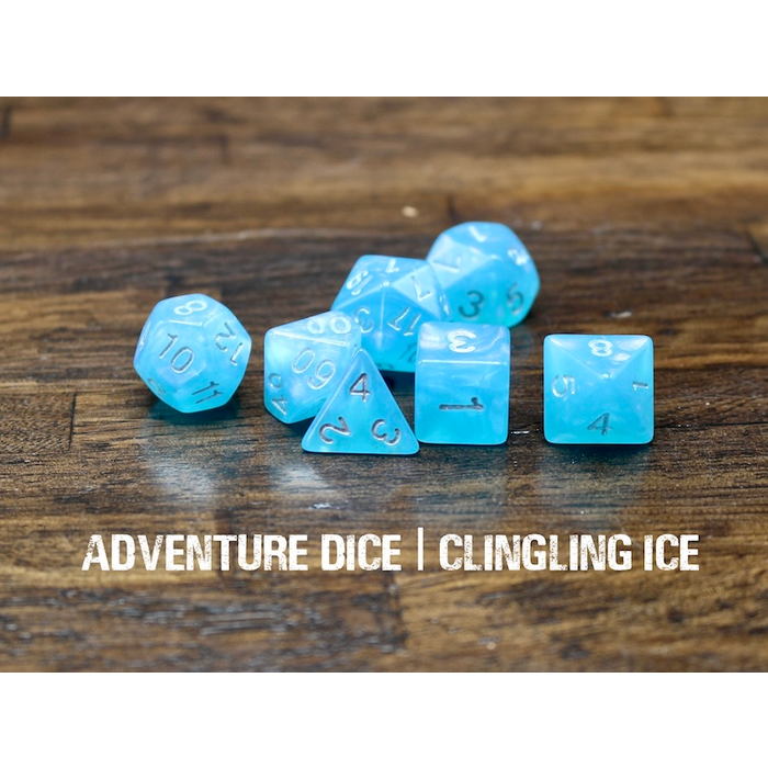 Adventure Dice 7-Piece RPG Dice Set: Clinging Ice