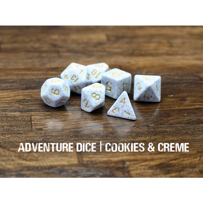 Adventure Dice 7-Piece RPG Dice Set: Cookies & Creme