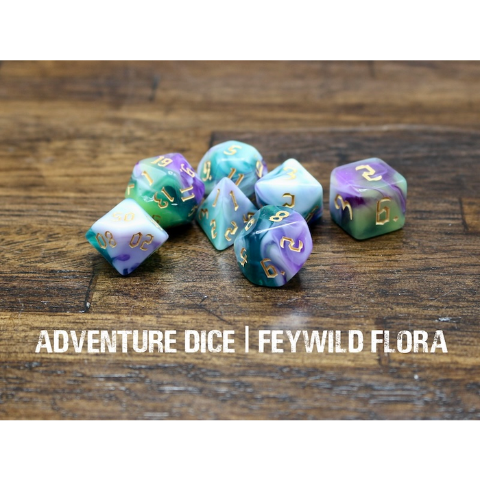 Adventure Dice 7-Piece RPG Dice Set: Feywild Flora