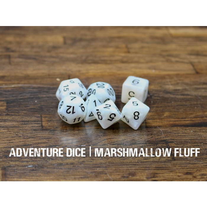 Adventure Dice 7-Piece RPG Dice Set: Marshmallow Fluff