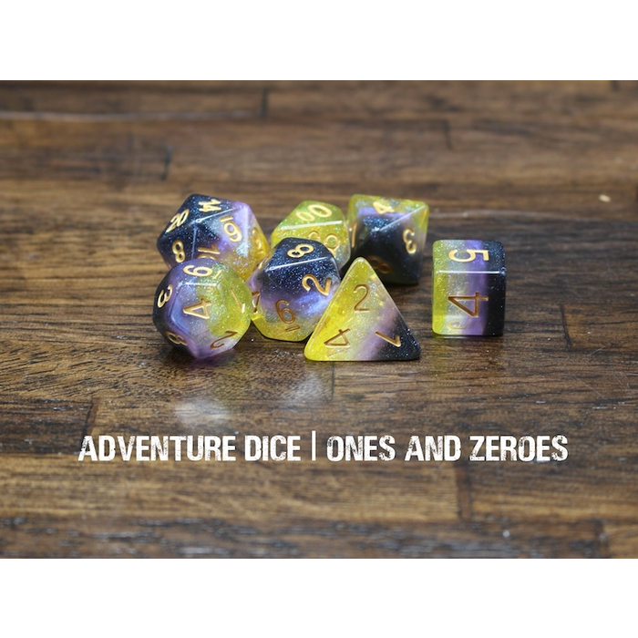 Adventure Dice 7-Piece RPG Dice Set: Ones and Zeroes