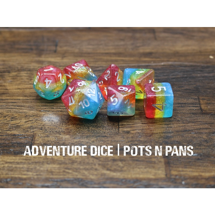 Adventure Dice 7-Piece RPG Dice Set: Pots n Pans