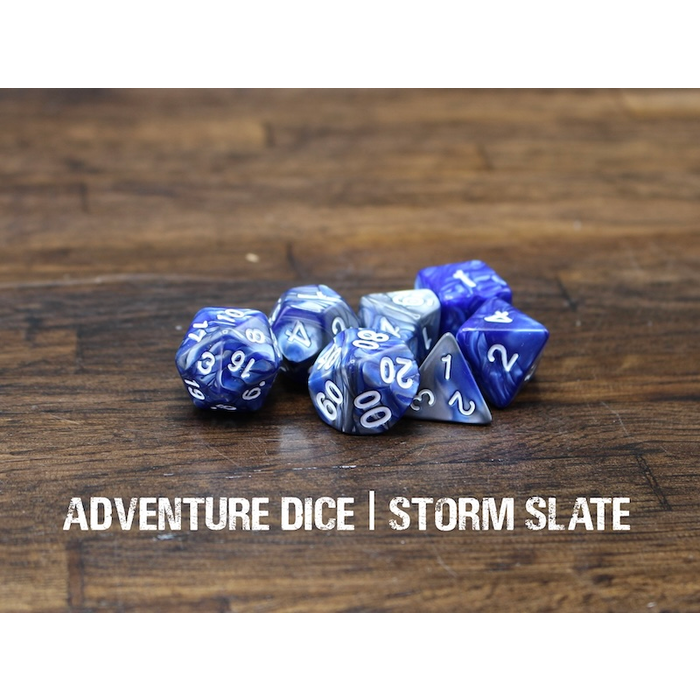Adventure Dice 7-Piece RPG Dice Set: Storm Slate