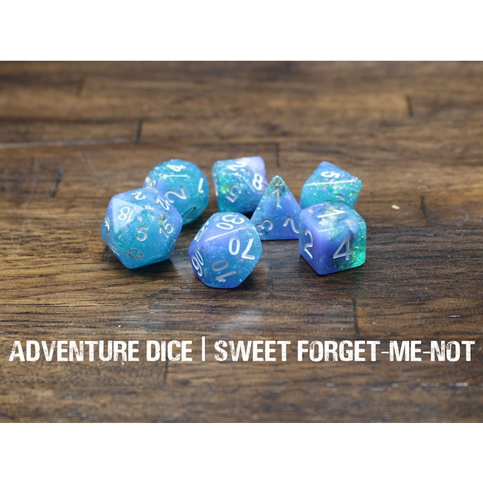 Adventure Dice 7-Piece RPG Dice Set: Sweet Forget-Me-Not