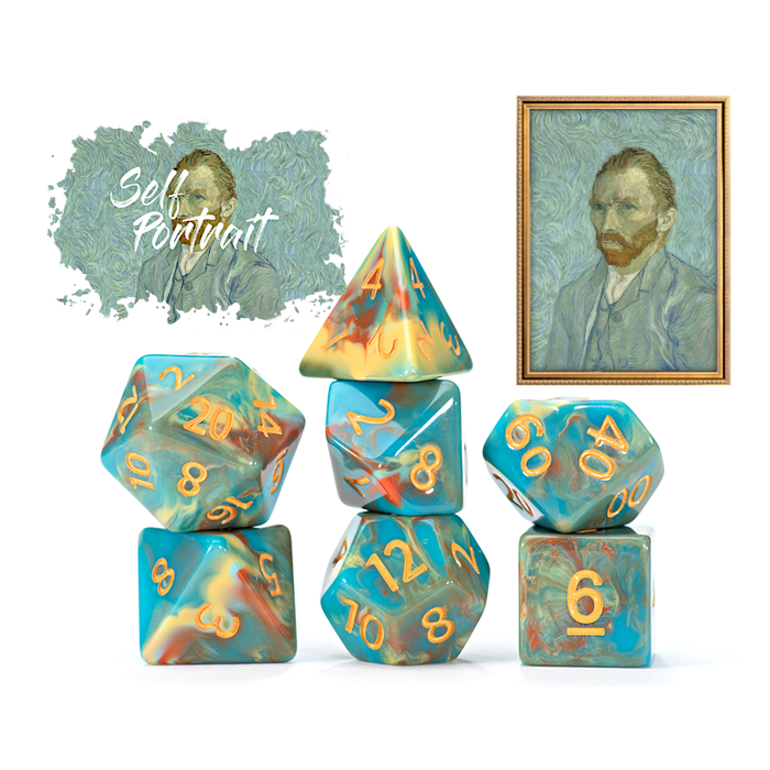 Gate Keeper Games 7-Piece RPG Dice Set: Van Gogh Dice - Self Portrait