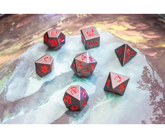 Mystery Dice Goblin 7-Piece Metal RPG Dice Set: Futuristic Black & Red