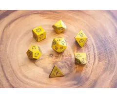 Mystery Dice Goblin 7-Piece Metal RPG Dice Set: Futuristic Gold