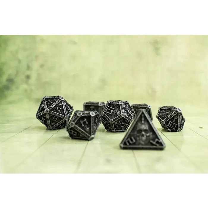 Mystery Dice Goblin 7-Piece Metal RPG Dice Set: Black Crypt