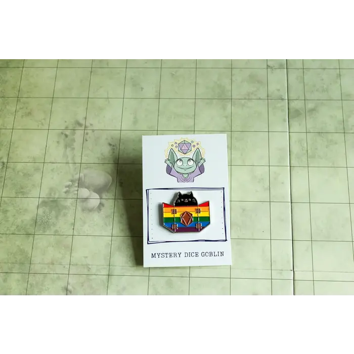 Mystery Dice Goblin Enamel Pin - Mystery Dice Goblin - Rainbow Dungeon Meowster