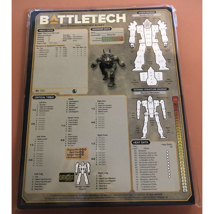 Catalyst Games Battletech: Premium Record Sheets -