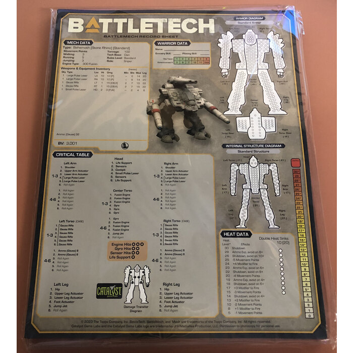 Catalyst Games Battletech: Premium Record Sheets -