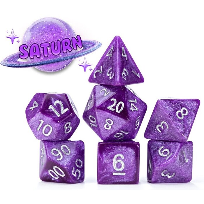 Gate Keeper Games 7-Piece RPG Dice Set: Mercurial - Saturn