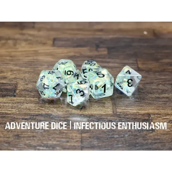 Adventure Dice 7-Piece RPG Dice Set: Infectious Enthusiasm