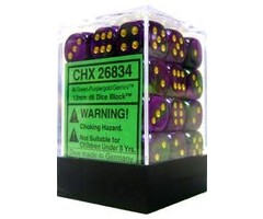 Chessex 36d6 Dice Block (12mm): Gemini (Assorted Colours) Green-Purple w/ Gold